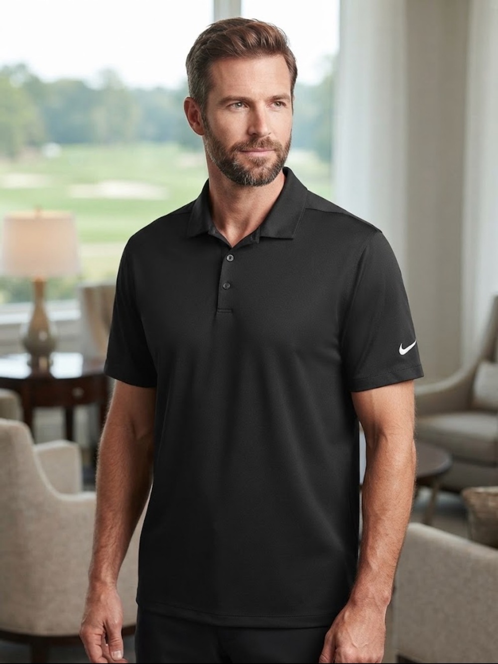 Take 50% OFF- Nike Golf Men’s Black Polo Shirt with Swoosh, Size-XL